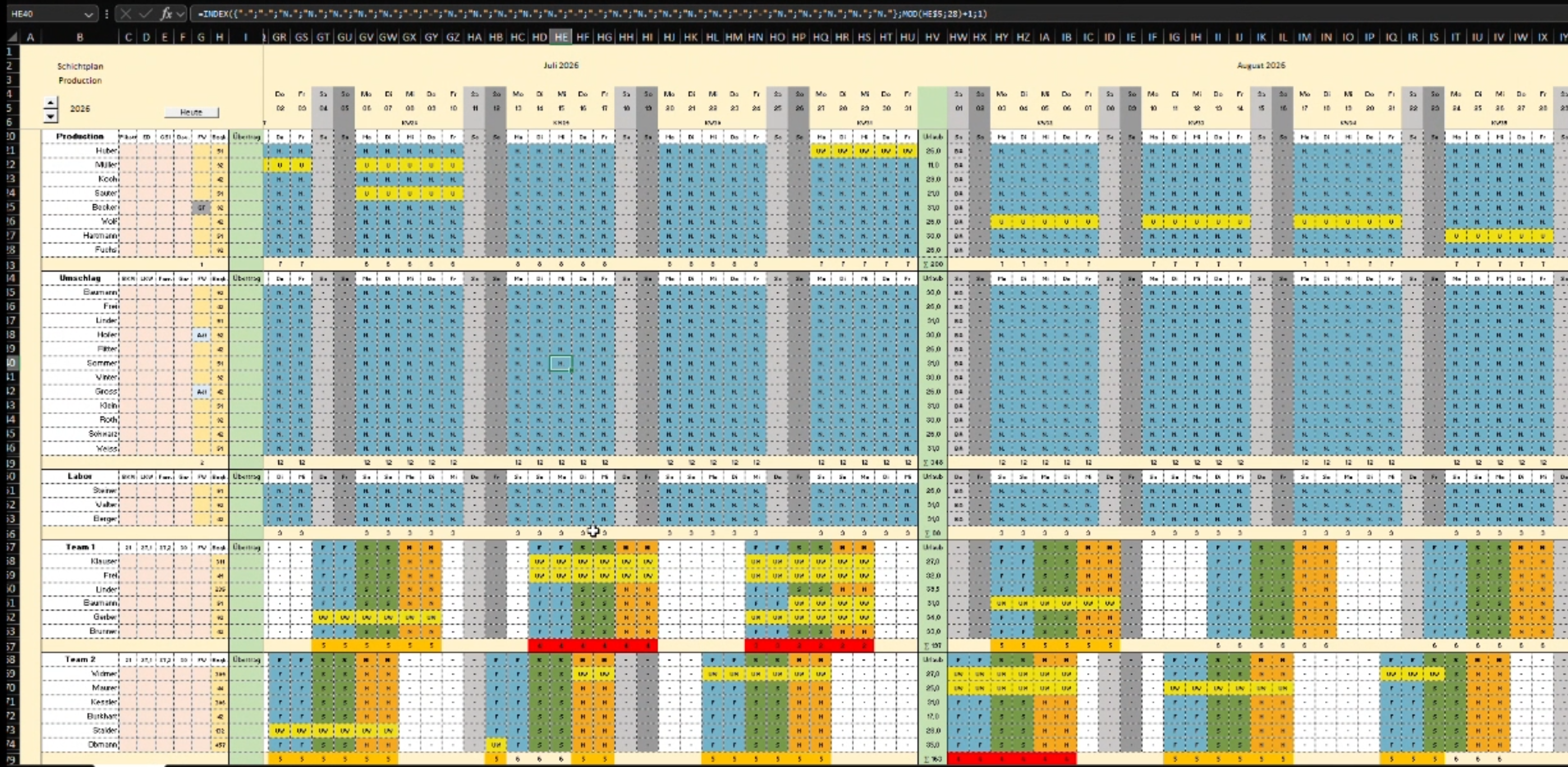 Excel Shift Planning Tool